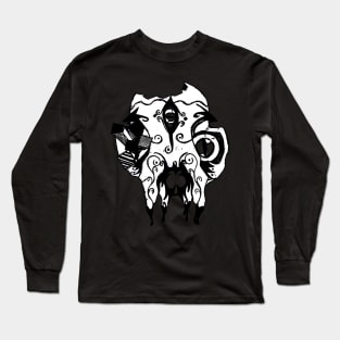 Mystic Three Eyed Cat Skull Long Sleeve T-Shirt